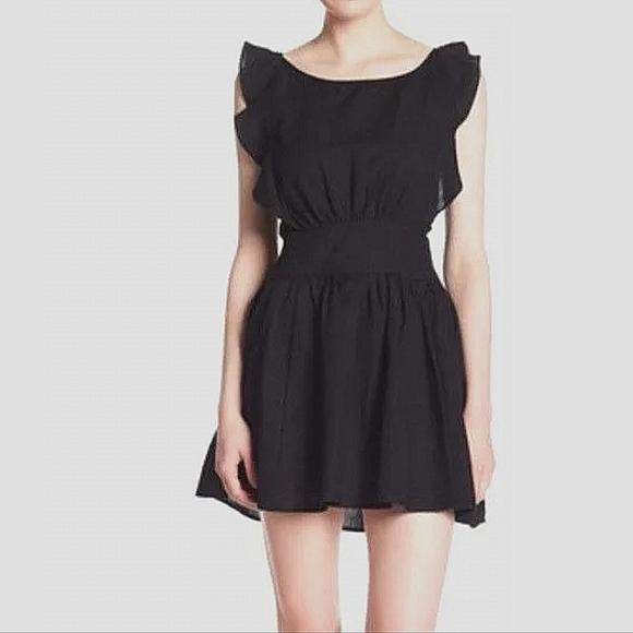 NWT🌺 Free People Little Black Mini Tie Ruffle Dress, XS - Picture 10 of 13